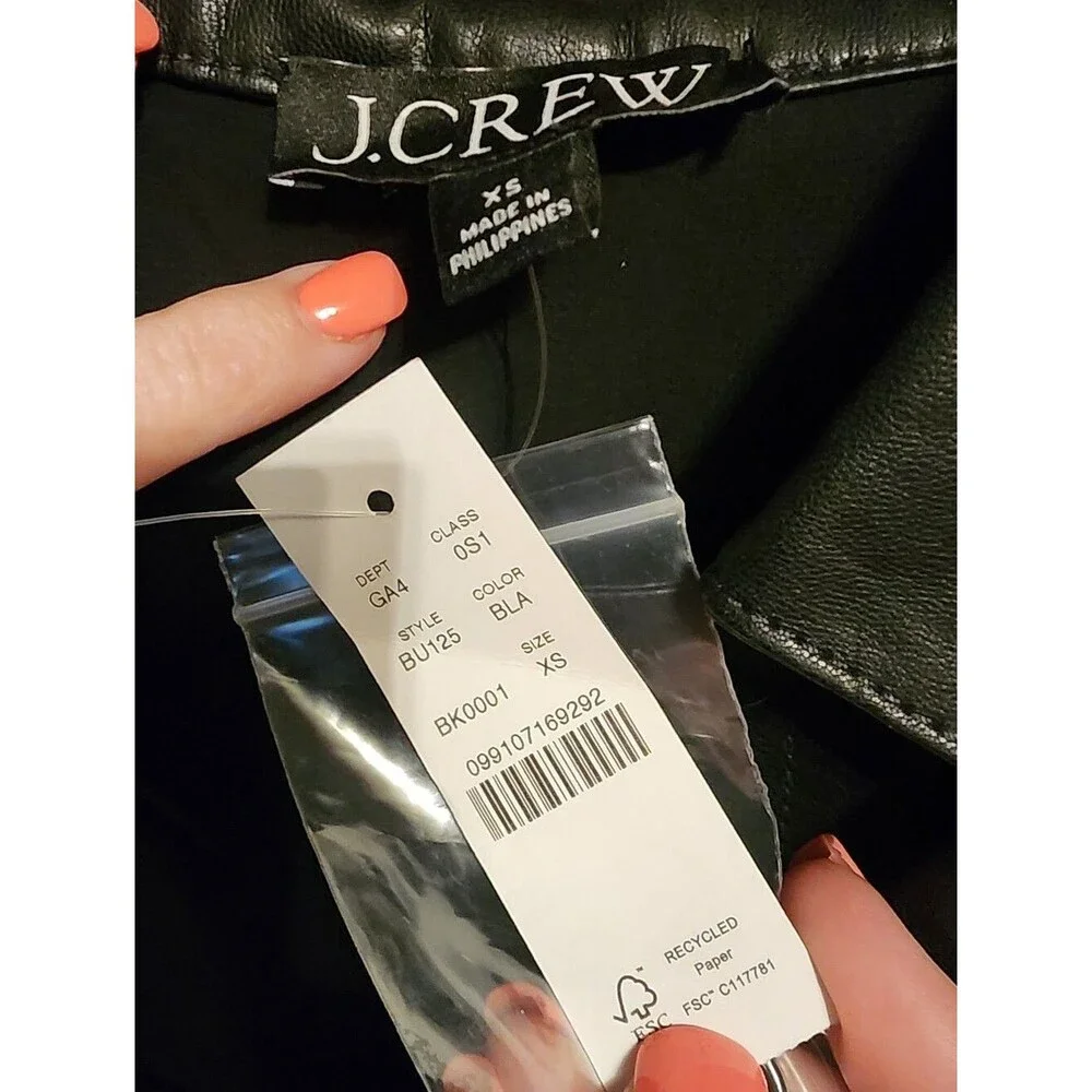 NWT J. Crew Button Front Faux Leather Dress, XS